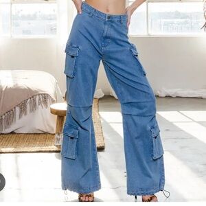 Women's Blue Cargo Jeans